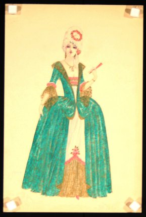 a drawing of a woman in a long dress