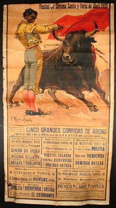 a poster of a bull and a man