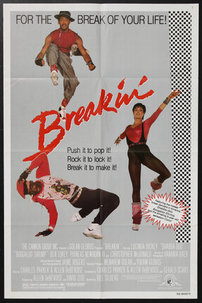 movie poster with three people dancing: two black men in street-wear and one white woman in dance-wear.