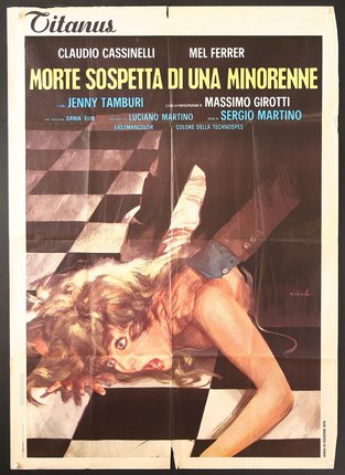 a movie poster of a woman falling down