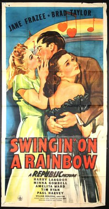 a movie poster of a man and a woman kissing
