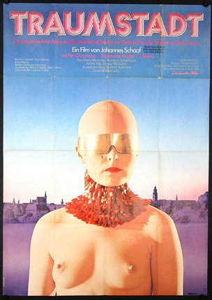 a poster of a woman wearing glasses