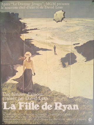 a poster of a woman walking on a cliff