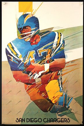 a football player in a blue uniform