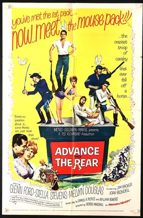 a movie poster with a group of people on top of a pedestal