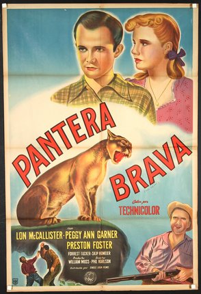a movie poster with a panther and a man