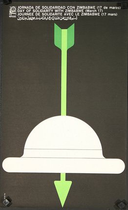 a green arrow on a white object