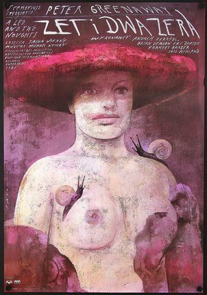 a poster of a woman with a snail on her chest