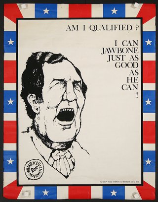 a poster with a man in a tie