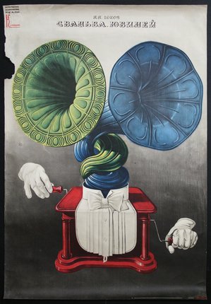 a poster with a person's head and hands