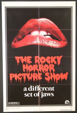a movie poster with red lips and text