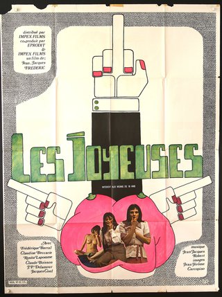 a movie poster with a hand pointing at a woman