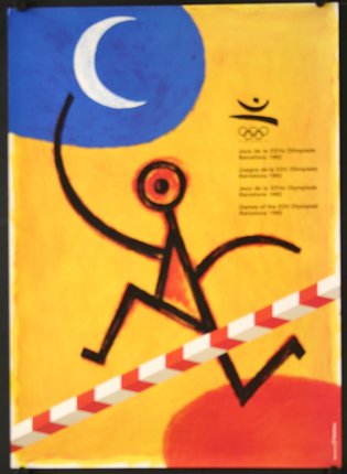 a poster with a person jumping over a pole