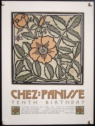 a poster with a flower and leaves