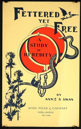 a poster with text and a snake around a round object
