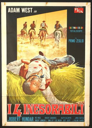 a movie poster with a man falling on a hay bale