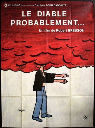 a poster of a man with his head in the air