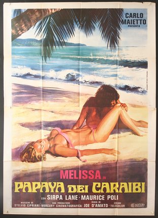 a poster of two women lying on the beach