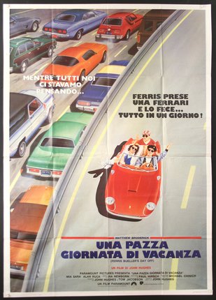 a poster of a car driving down a road
