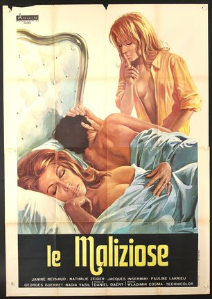 a poster of a man and a woman lying in bed