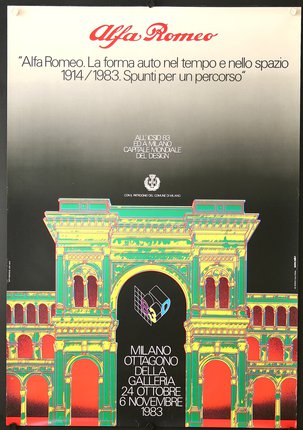 a poster with a colorful arch