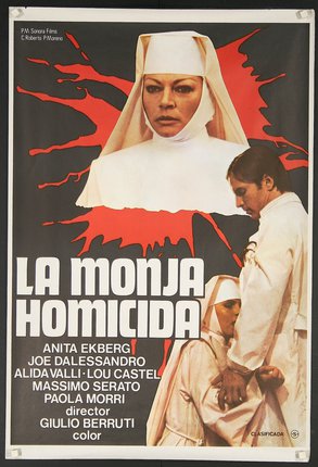 a movie poster with a woman in a nun's head