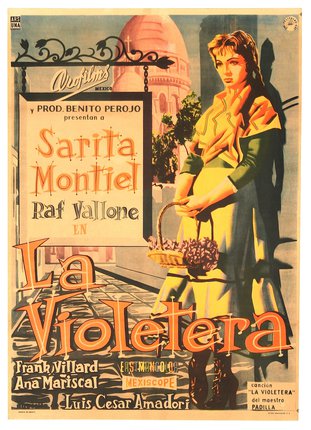 a poster of a woman holding a basket