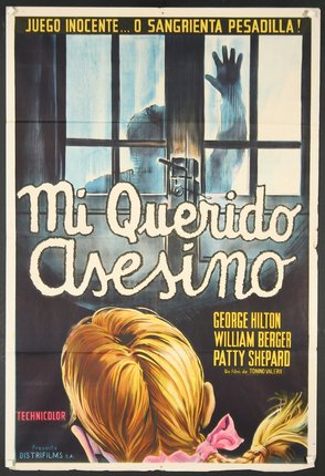 a movie poster with a person looking out of a window