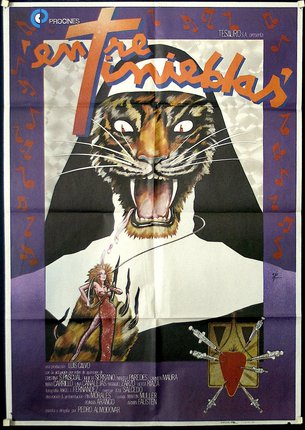 a poster of a cat and a woman