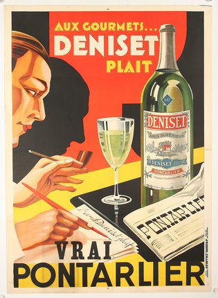 a poster of a bottle and a glass of wine