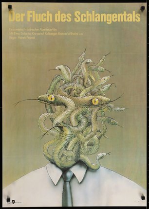 a poster of a man with snakes
