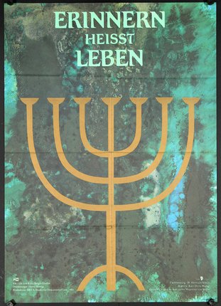 a poster with a gold menorah