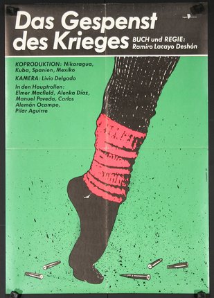 a poster of a leg with a red sock