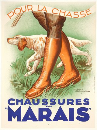 a poster of a man with a gun and a dog