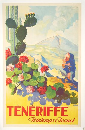 a poster of a mountain landscape