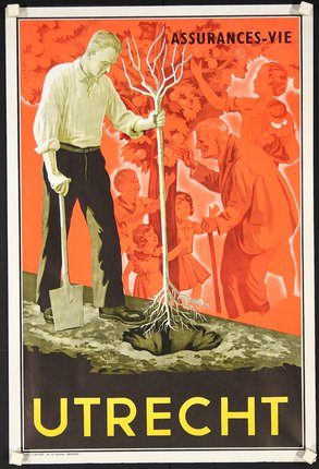 a poster of a man holding a tree
