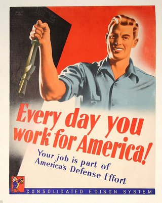 a poster of a man holding a hammer