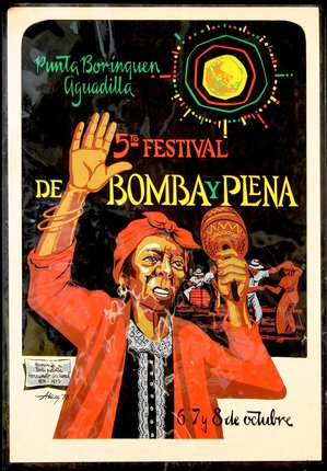 a poster of a woman holding a maracas