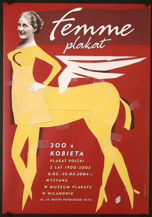 a poster with a woman in a yellow dress