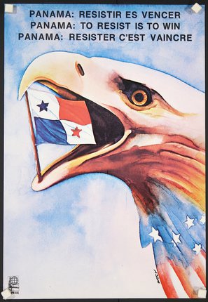 a painting of an eagle with a flag in its beak