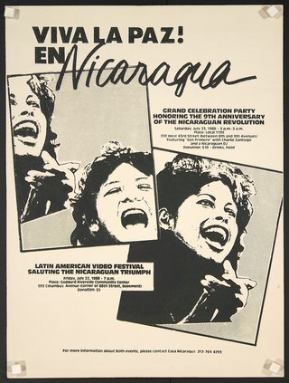 a poster with a woman laughing