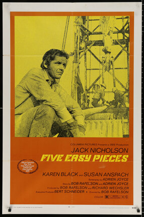 a movie poster of a man sitting on a scaffolding