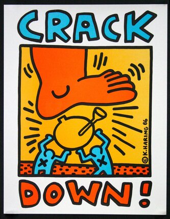 a poster with a cartoon of a person's face