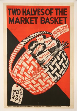 a poster of a basket of food