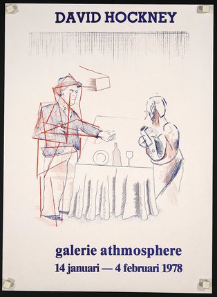 a poster with a drawing of a man and a woman