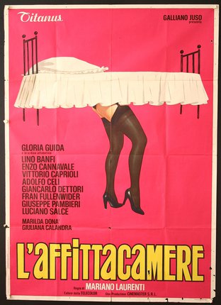 a poster of a woman under a bed