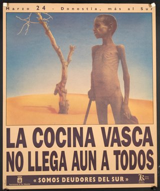 a poster with a boy standing in the desert