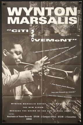 a poster of a man playing a trumpet