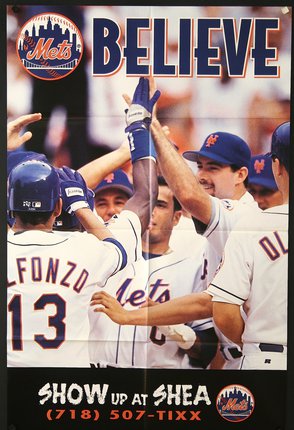 a poster of baseball players high fiving each other