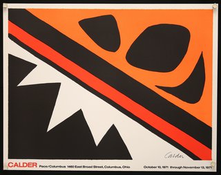 an orange and black poster